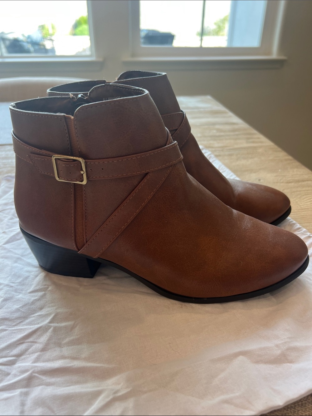 Karen Scott Women’s Brown Ankle Boots with Side Buckle
